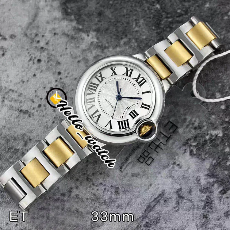 33 mm V2 W2BB0002 W2BB0023 Modna pani Watches Japan NH05 NH06 Watch Watch White Teksture Dial 18K Gold Steel Branslet Sapphire Sapphire WR210H