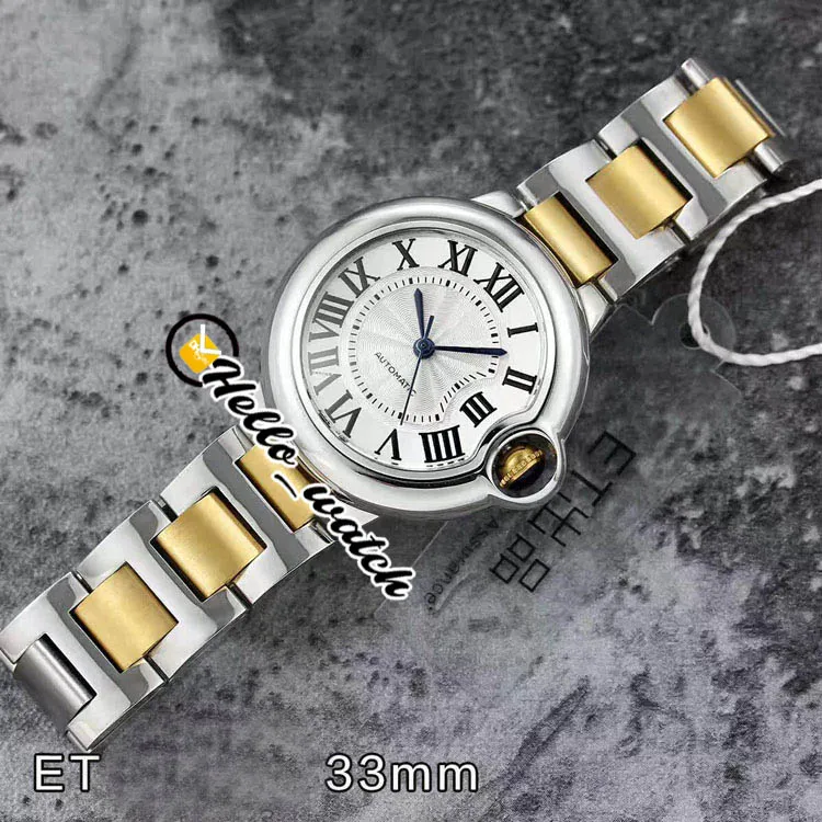 33 mm V2 W2BB0002 W2BB0023 Relojes de moda para mujer Japón NH05 NH06 Reloj para mujer Esfera con textura blanca Pulsera de acero en oro de 18 quilates Zafiro Wr2199