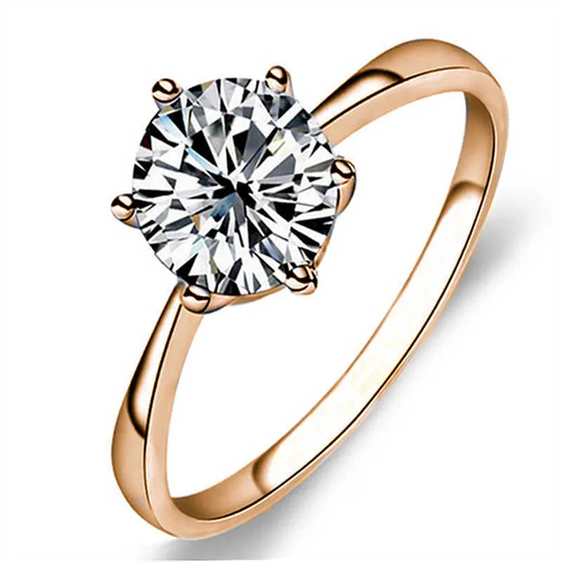 Womens Rings Kristall Schmuck Classic Six Claw Ring Lake Diamond Plated 18k Offene Hochzeit Cluster für weibliche Bandstile