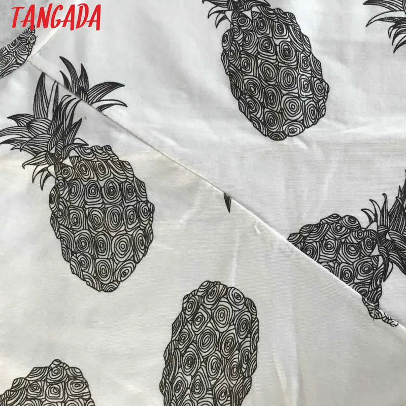 Tangada donna stampa ananas maglietta manica corta O collo tees estate femminile promozione maglietta abbigliamento casual top 08 210609