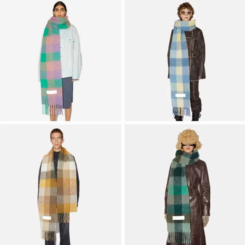 2021 Europe latest autumn and winter multi color thickened Plaid women's scarf AC with extended Plaid shawl couple warm scarf A1 G0922