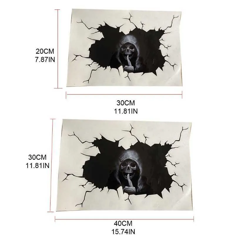 공포 할로윈 패턴 스티커 맞춤형 디자인 자동차 도어 창 외부 신체 장식 스티커 225y