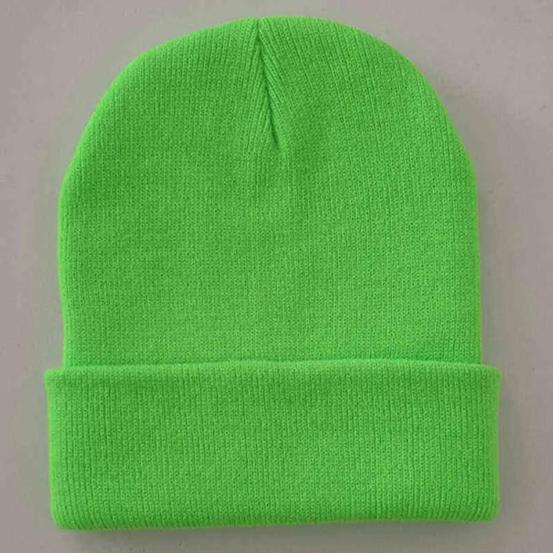 Brilhante acrílico acrílico chapéus chapéus mulheres homens de inverno liso gorro lápis laranja marrom preto neon amarelo verde y21111