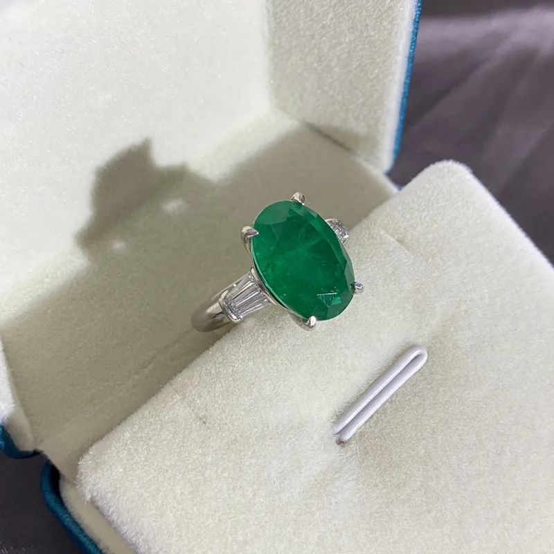 COSYA 100% argento sterling 925 ovale smeraldo diamante ad alto tenore di carbonio 10 * 14mm fedi nuziali stile palazzo vintage gioielli regalo