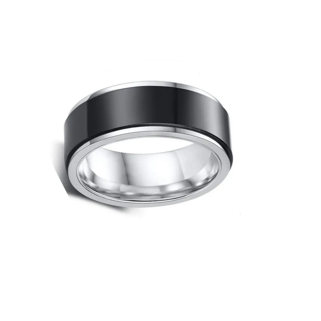 Titan Stahl Spinner Angst Ring für Frauen Männer Drehen 8MM Punk Antistress Herren Ringe Schmuck Zubehör Anillos Hombre5633254