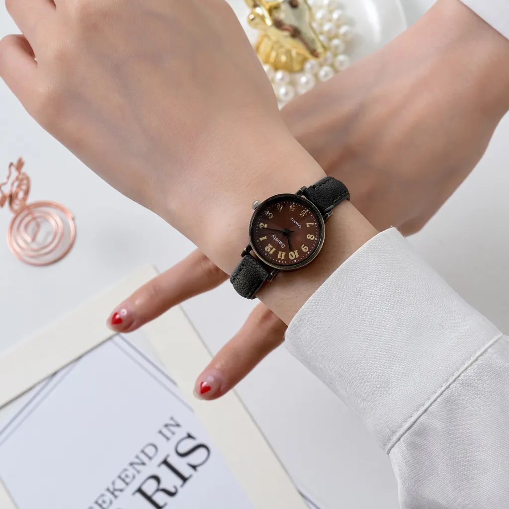 Gaiety Brand Retro Brown Women Watches Qualities Small Ladies Wristwatches Vintage Leather Bracelet Watch Fashion Female Clock250V