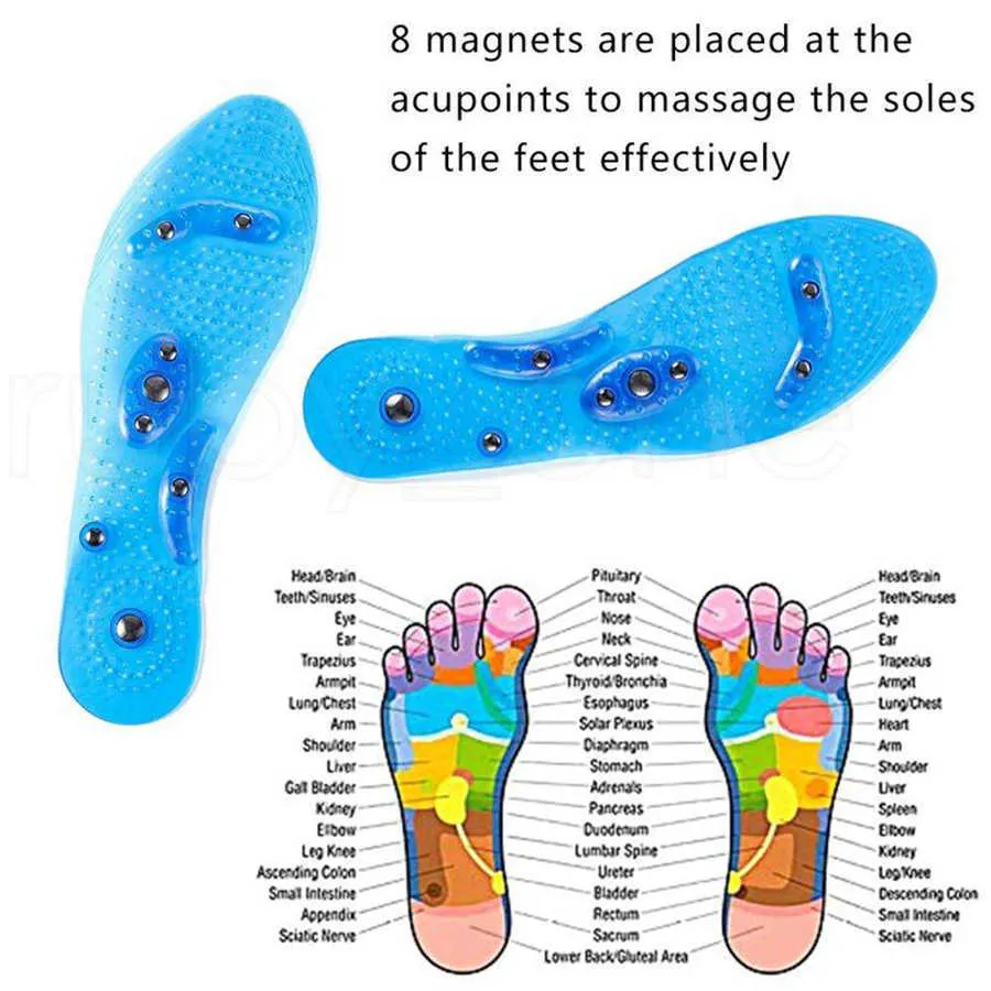 Solette massaggianti Digitopressione Massaggio magnetico Sollievo dal dolore al piede Solette scarpe Solette tagliabili lavabili Strumenti la cura della salute del piede