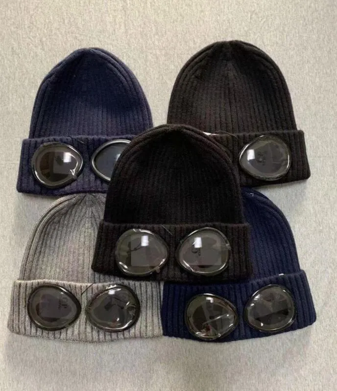 Gorros grossos com óculos de sol de algodão de algodão de malha mascarar casual caveira masculina tampões chapéus preto cinza