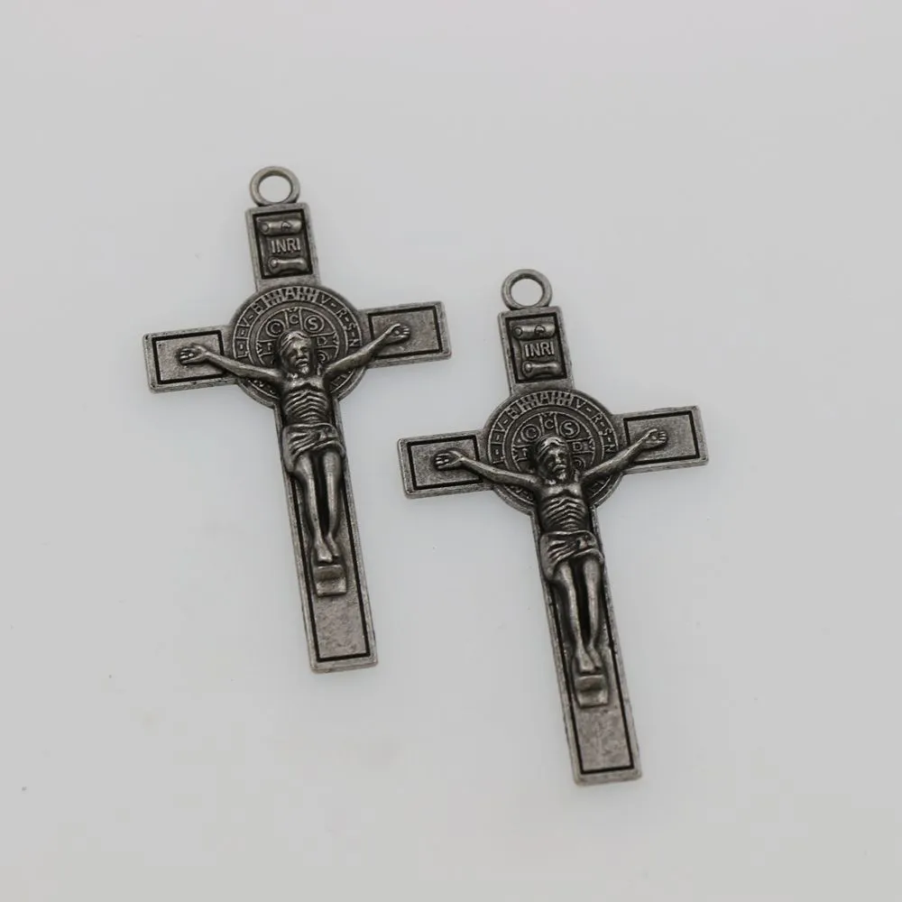 20st Katolisisme Benedict Medal Cross Charms Crucifix Pendant Handmade Antique Silver Gold Black Pendants smycken Fynd Compon192s