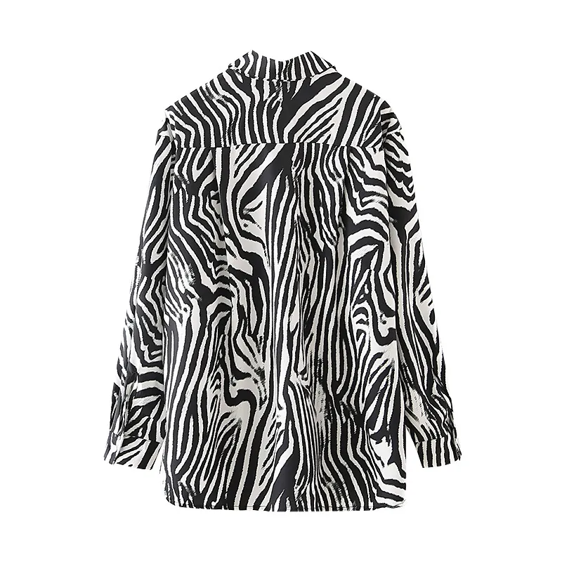 Mode Luipaard Print Lange Mouw Blouse Dames Zomer Revers Straight Vintage Shirt Lady Streetwear Pockets Tops Girl 210430