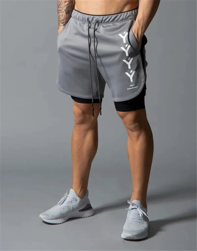 Pantaloncini da corsa da uomo 2020 Pantaloncini sportivi 2 in 1 Pantaloncini da jogging maschili a doppio ponte ad asciugatura rapida