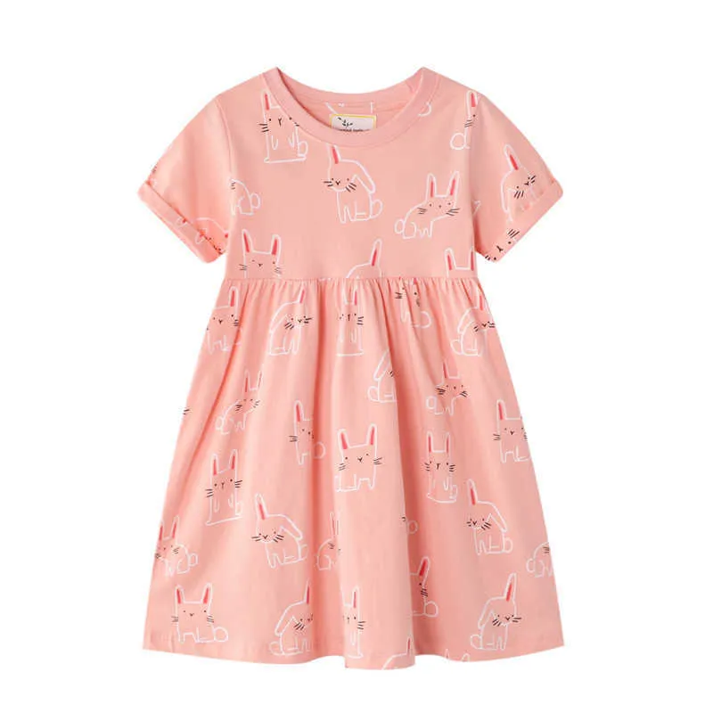 Atlama Metre Üst Marka Boncuk Kelebek Prenses Elbise Kızlar Için Yaz Giyim Pamuk Parti Hayvanlar Bebek Elbiseler 210529