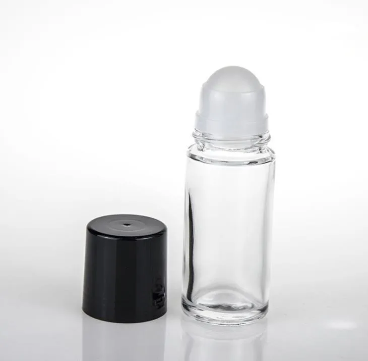 30 ml 50 ml Clear Glass Roll on Bottle Essential Oil Parfum Travel Dispenser Roller Ball PP Cap SN420