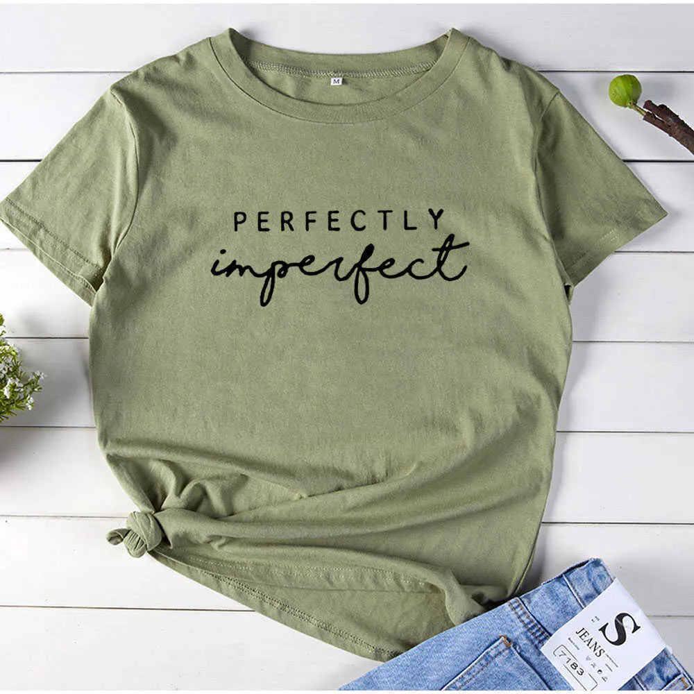 Perfecte imperfect letters print t-shirt vrouwen mode dames t-shirts katoen grafische tees vrouwen o-hals casual t-shirt vrouwen x0628