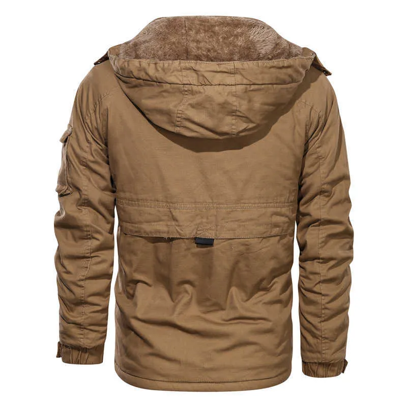 2021 uomo inverno casual caldo spesso giacca bomber in pile uomo militare giacche in cotone uomo nuovo cargo giacca con cappuccio giacca a vento cappotto X0710