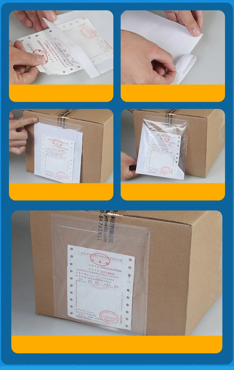 100st 14 Storlekar Förpackningslista Kuvert CLEAR FACE Faktura Slip Enclosed Pouch Självhäftande fraktfaktura Etikett Kuvert