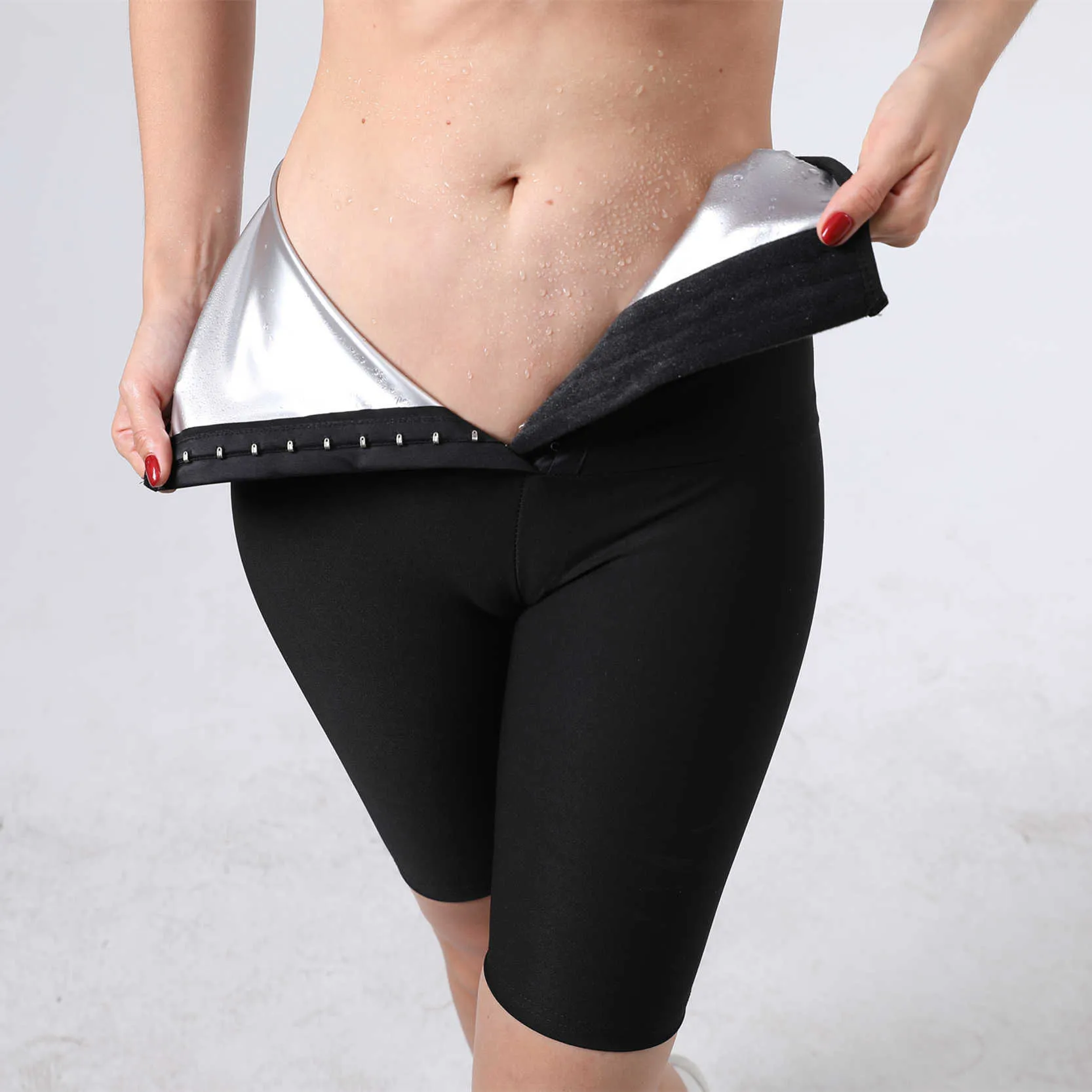 Kvinnor termo byxor suana svett kort byxa svettbyxor kroppen shaper slim butt lyftar tights mage kontroll trosor 210810