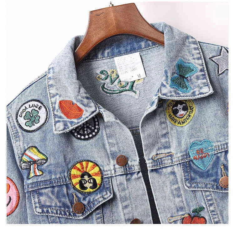 Large Size Embroidery Epaulet Denim Jacket Coat + Mini Jean Skirt Outfits Fashion Women Suit Office Two Piece Set S-5XL 211106