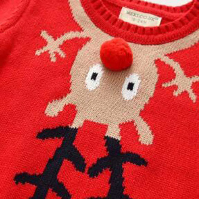 Jul Baby Kids Boys Girls New Year Långärmad Sticka Tröja Barn Boys Girls Pullover Tröjor Barnkläder Y1024