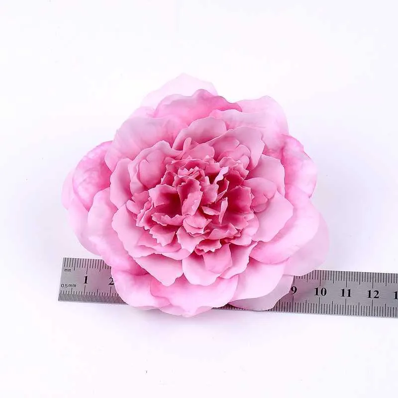 10 cm grande peonía cabeza de flor artificial bricolaje corona hecha a mano artesanía flores falsas suministros de fiesta para la decoración del hogar de la boda Y0630