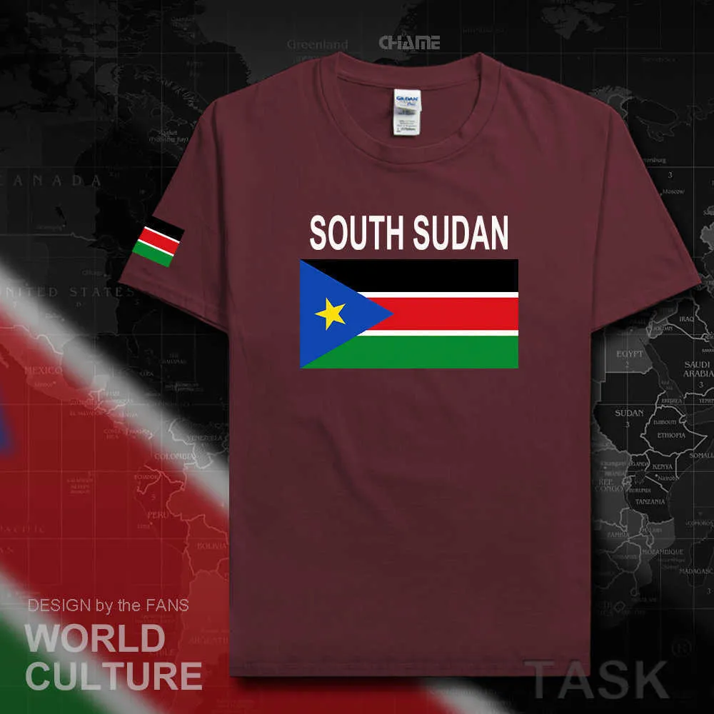 Sud-Soudan Hommes T-shirts Jerseys Nation T-shirt T-shirt Coton T-shirt Gyms Tops Tops Tees Pays Sporting Sudanais SSD X0621