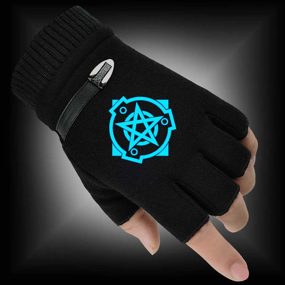 Automne hiver hommes 2020 nouvelle femme gants SCP fondation fluorescente lumineuse sans doigts gants chauds tricotés H08184784835