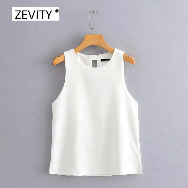 Zevity women fashion o neck sleeveless solid vest smock blouse ladies chic simply casual shirt femininas tops LS6834 210603