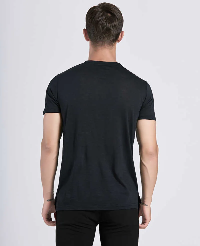 T-shirt da uomo in lana merino 100% lana morbida leggera traspirante T-shirt sportiva resistente agli odori uomo taglia S-XL 150Gsm 210722