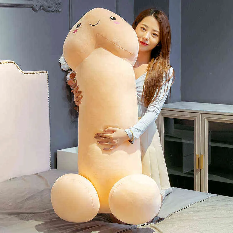 100cm 귀여운 긴 남근 봉제 장난감 베개 섹시한 소프트 장난감 박제 재미있는 쿠션 시뮬레이션 사랑스러운 인형 Kawaii 선물 여자 친구 Y211119