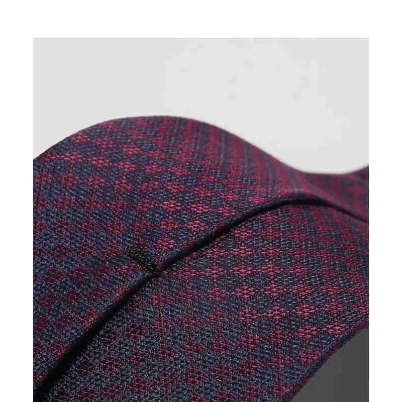 Бренд роскошный темно-красный клетчатый галстук для мужчин 8 см Свадебный бизнес мода платье костюм шелковый полиэстер мужской галстук с подарочной коробкой