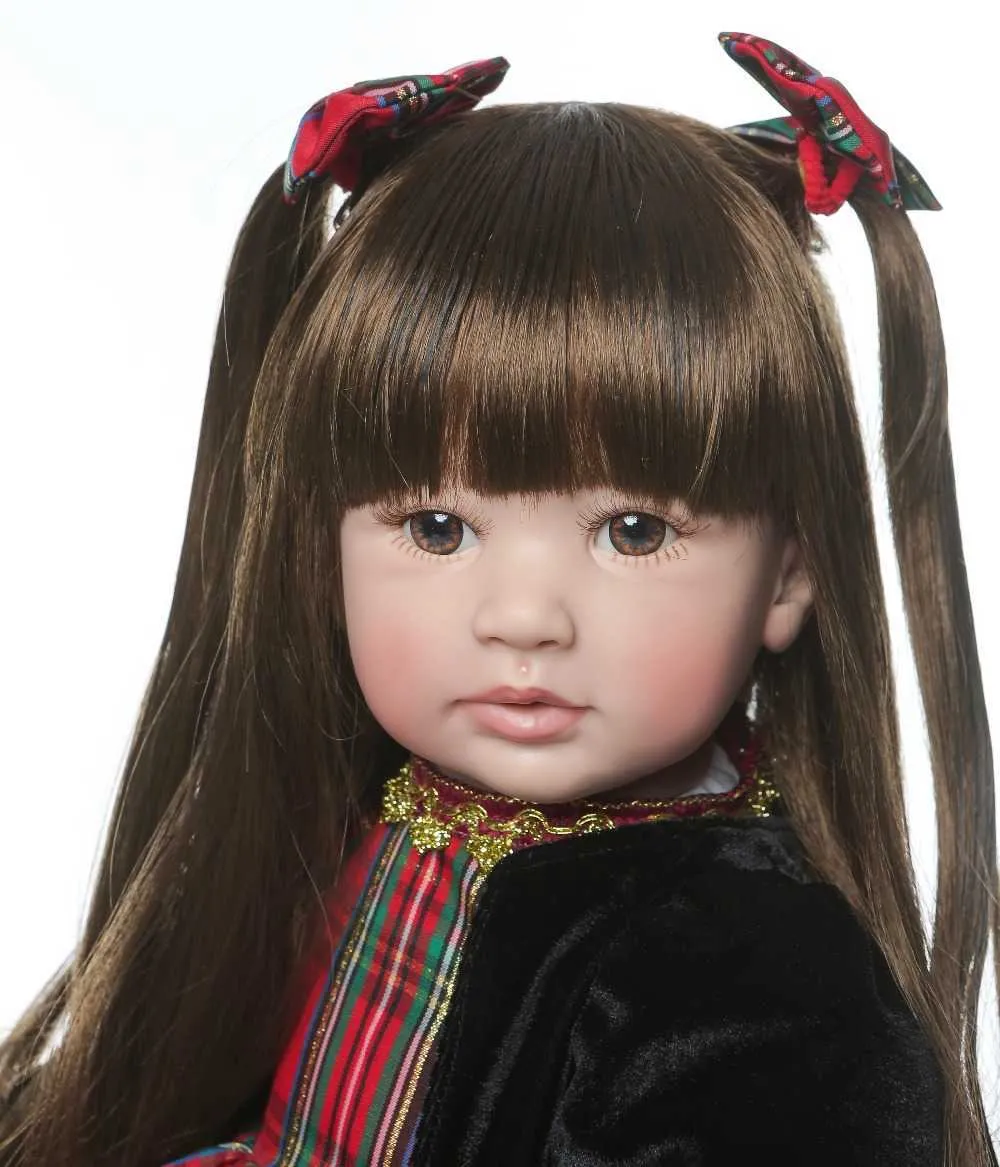 60cm Mycket stor Reborn Toddler Prinsessan Handgjord Silikon Vinyl Förtjusande LifeLike Baby Bonecas Girl Kid Bebe Doll Reborn Menina Q0910