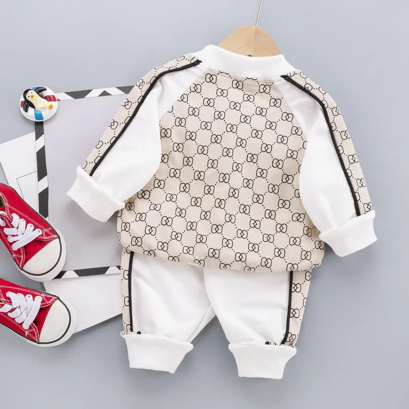 Babykläder Pojkar Set Träningsoverall Baby Flickkläder Casual Print Bomullsdräkt Kostym för barn Träningsoverall