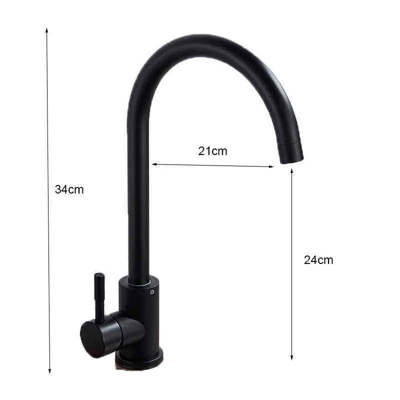 stainless steel Matte Kitchen Faucet Deck Sinks Faucet High Arch 360 Degree Swivel Cold Mixer Water Tap 211108