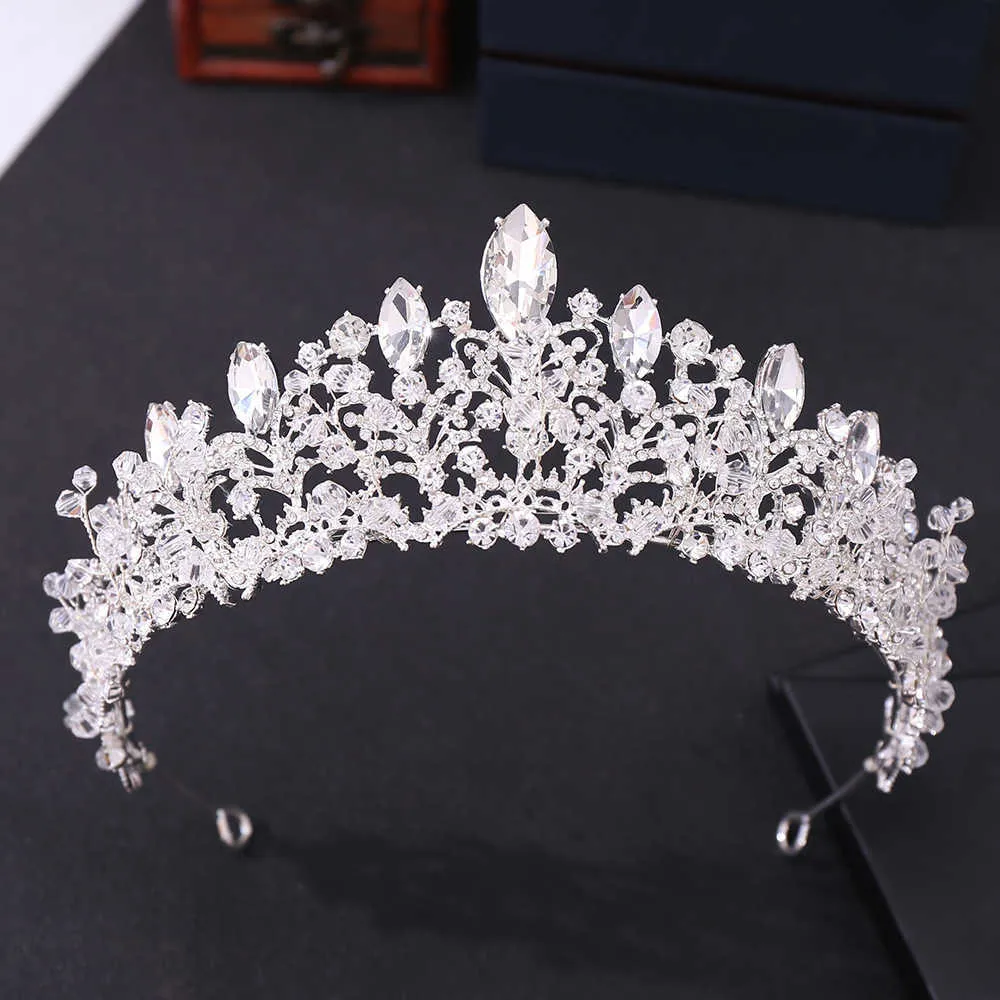 Barock Luxus Rose Gold Kristall Perlen Herz Braut Tiaras Krone Big Pageant Diadem Stirnband Hochzeit Haarschmuck 210701305o