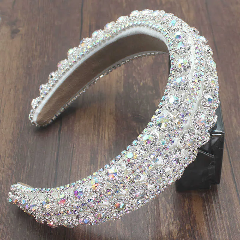 New Personality European Palace Style Luxury Sparkly Rhinestones Headband Baroque Crystal Thick Sponge Hair Bnad Women Party X0625