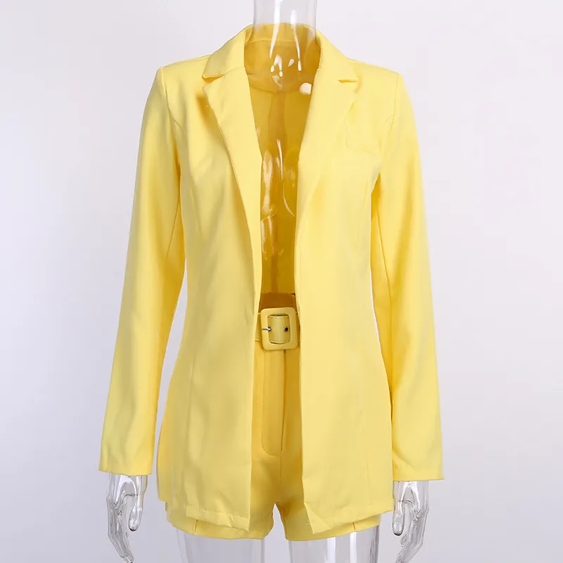 Two Piece Blazer Set Women Office Set Elegant Work OL Blazer And Shorts Coat Woman Sexy Chic Suit Summer Clothes for Womens