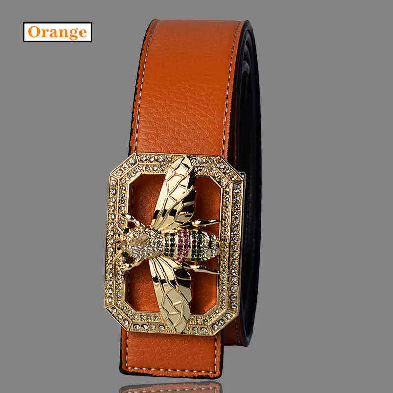 Luxury Brand Belts for Men &Women Unisex Fashion Shiny Bee Design Buckle High Quality Waist Shaper Leather Belts 220125