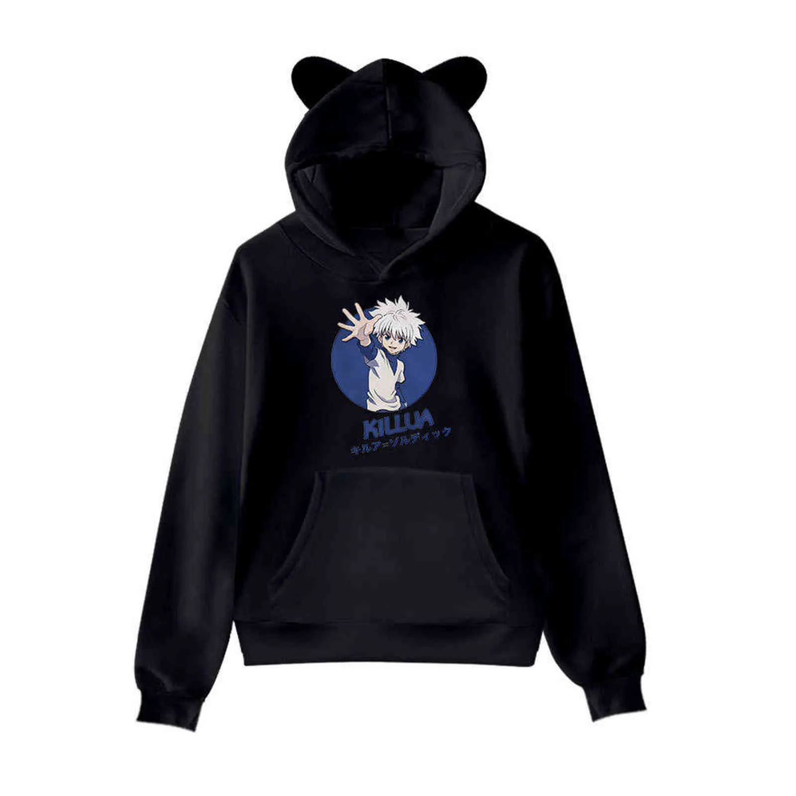 Popular Anime Hunter X Hunter Hoodie Sweatshirt Kawaii Cat Ears Hoodies Cartoon Streetwear Pink Pullovers Y1109