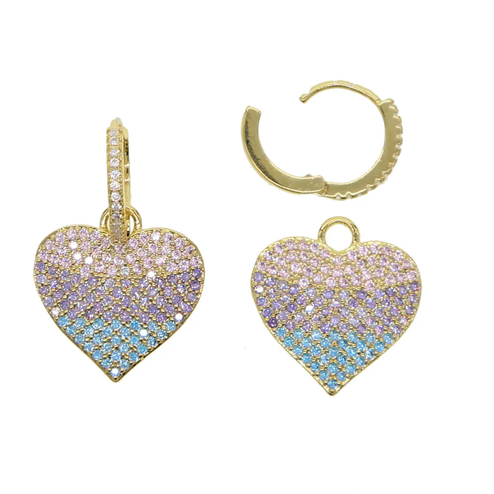 Valentijnsdag cadeau voor minnaar vriendin pastel kleurrijke CZ Heart Charm Dangle Drop Earring Fashion 210317