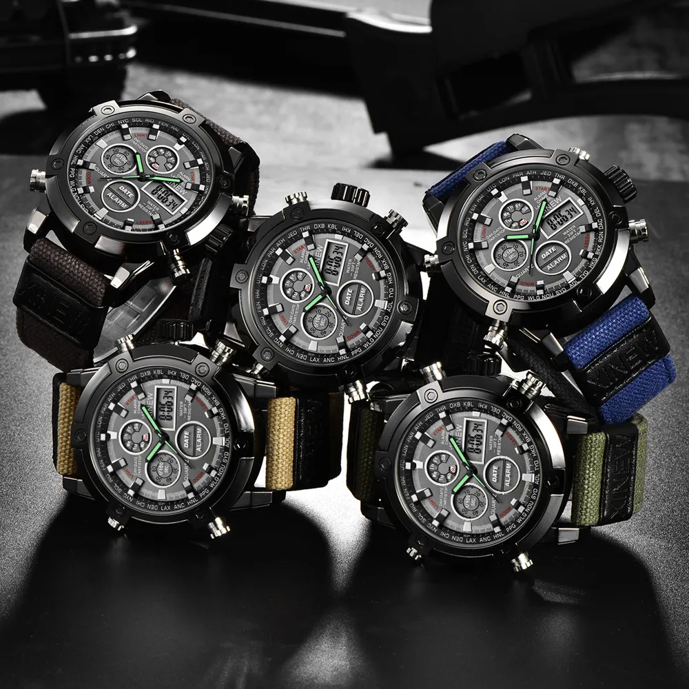 Watch Men's Fabric Belt Sports Watches Design Steel Watch Back Men's Brand Watches Waterproof