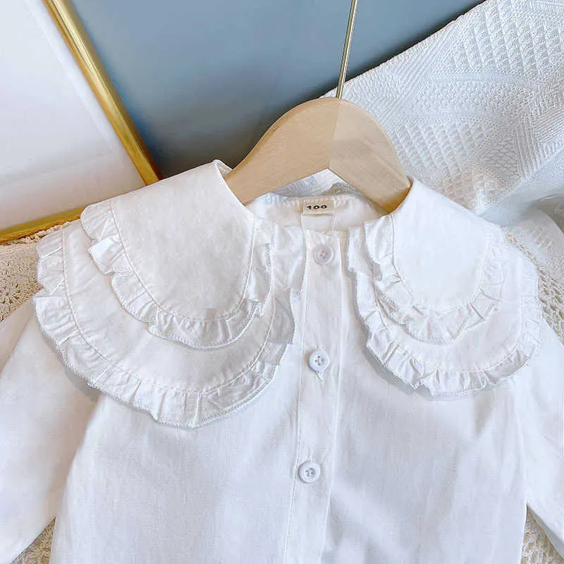 Chemise blanche à manches longues de printemps Vêtements pour enfants Vêtements pour filles Blouses Vêtements d'école Tops pour 210528