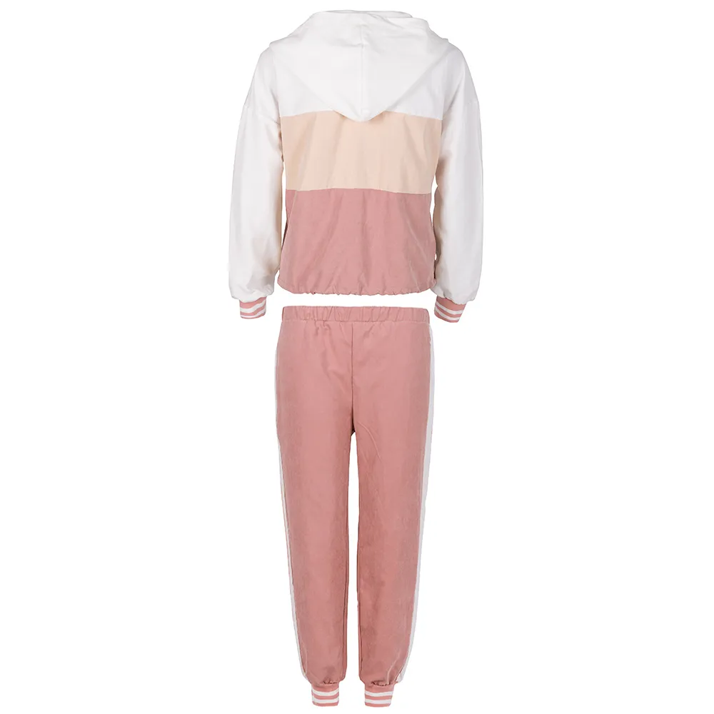 Autumn Winter Long Sleeve Top Shirts And Long Pants Bottom Sports Women Set Sweatsuit Pink Two Piece Sets Casual Sports Suits 210521