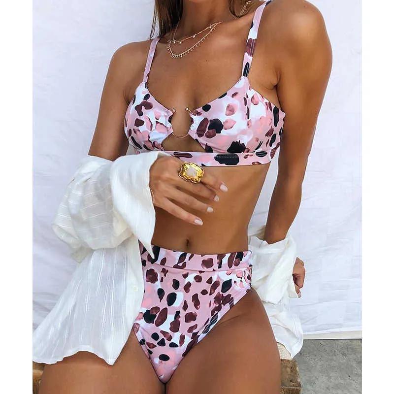 Peachtan Sexy bikini imprimé serpent ensemble 2020 nouveau maillot de bain taille haute femmes évider maillot de bain femme bikini brésilien maillot de bain Y0820