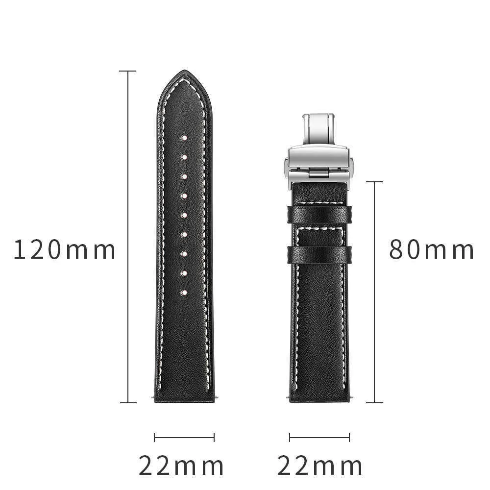 Bracelet en cuir véritable 20mm 22mm pour Samsung Galaxy Watch 3 bandes 41mm/45mm/42mm/46mm/active 2, pour Huawei Gt 2/pro Belt H0915