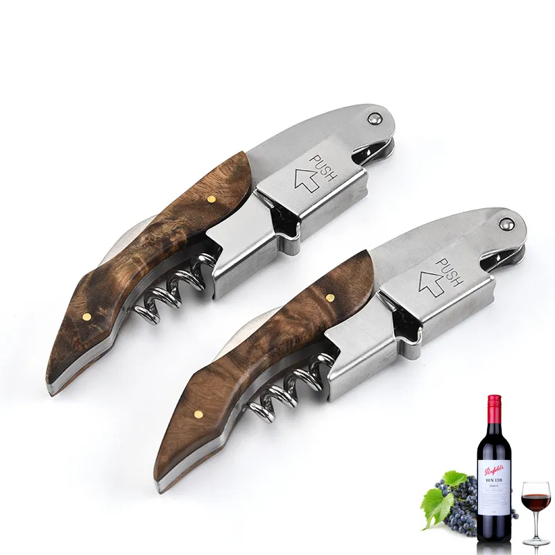 Ouvre-bouteille de vin professionnel avec poignée en bois de haute qualité, multifonction, Portable, tire-bouchon à vis, ouvre-bouteille de vin, outils de cuisine