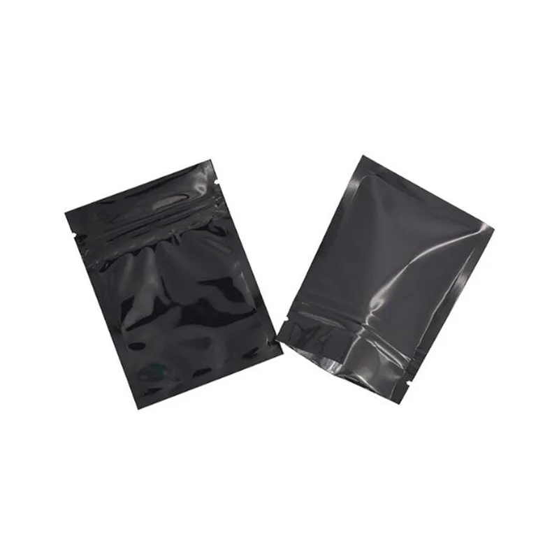 7.5x6.5 cm Noir Aluminium Mylar Feuille Fermeture Éclair Sac Réutilisable Auto Grip Joint Tear Notch Nourriture Grain De Café De Stockage Aveugle Sac