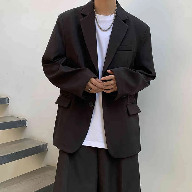 IEFB / desgaste masculino estilo coreano cor sólida pequeno terno jaqueta masculino estilo coreano solto casual vintage moda blazers 9y3720 210524