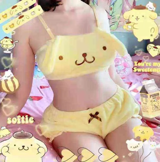 NXY ensemble sexy japonais doux fille grandes oreilles cannelle chien tube top fille coeur sous-vêtements mignon lolita peluche mélodie soutien-gorge ensemble kawaii lingerie slips 1202