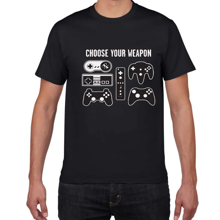 Выберите свое оружие Gamer Video Games Sarcastic Tshirt Мужчины Игра Контроллер Уличная Одежда Harajuku Летняя хип-хоп Tee Рубашка Homme 210629