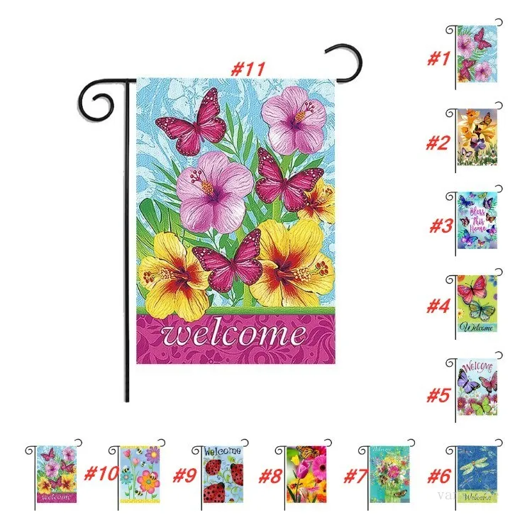 Butterfly Garden Flag American home Outdoor Courtyard flag30 * 45cm Lino Banner Banderas Fiesta decorar 11 estilo T2I51988